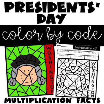 Presidents' Day Color by Number Multiplication Facts