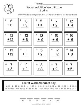 Spring Addition and Subtraction Worksheets - Image 2