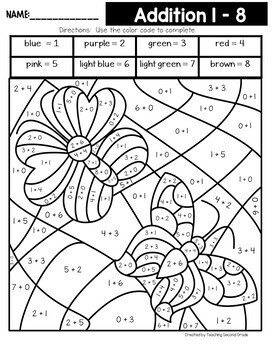 Color by Number Spring Addition Facts - Image 2