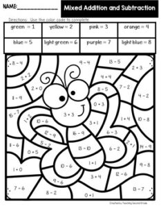 Spring Color by Number Addition and Subtraction Facts - Teaching Ideas ...