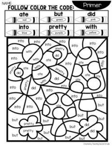 Spring Color by Code Sight Word with Primer Sight Words - Teaching ...