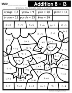 Farm Theme Color by Number with Addition Facts - Teaching Ideas Made Easy