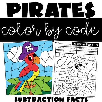 Subtraction Facts Color by Number Pirates - Teaching Ideas Made Easy