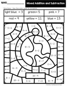 Back to School Color by Number Addition and Subtraction Facts ...