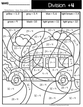 Color by Number Division Facts Back to School - Image 3