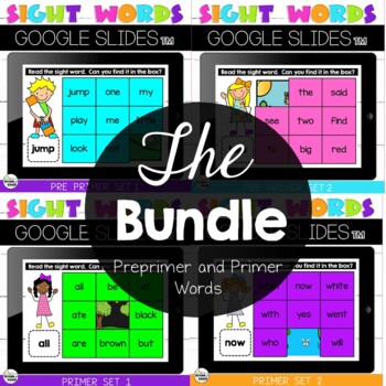 Google Slides™ Sight Words Practice with Preprimer and Primer Words Bundle