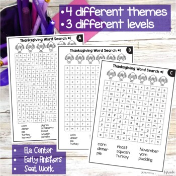 Differentiated November Word Searches with Veterans Day and Thanksgiving - Image 2