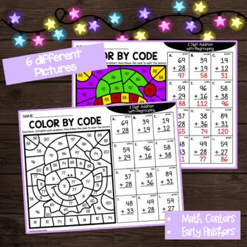 Christmas 2 Digit Addition with Regrouping Color by Code - Image 3