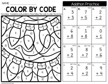 Christmas Color by Number {differentiated} Addition, 2-Digit Addition Set 1 - Image 2