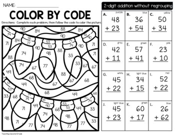 Christmas Color by Number {differentiated} Addition, 2-Digit Addition Set 1 - Image 3