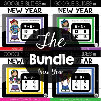 Google Slides™ Addition and Subtraction Facts New Year Bundle Google ...