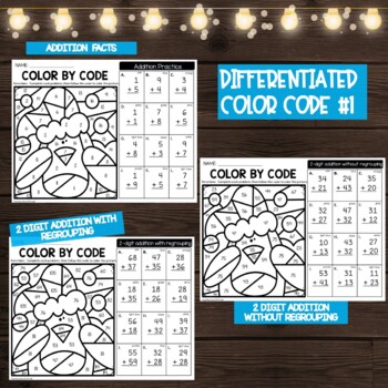 Winter Color by Number {differentiated} Addition, 2-Digit Addition Set 1 - Image 2