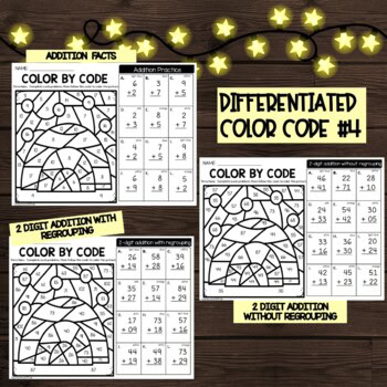Winter Color by Number {differentiated} Addition, 2-Digit Addition Set 1 - Image 3