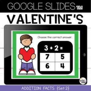 Valentine's Day Google Slides™ Addition Facts Practice Set 2