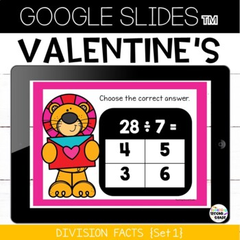 Valentines Day Google Slides™ Division Facts Practice Set 1