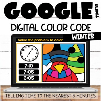 Google Classroom™ Winter Telling Time to the Nearest 5 Minutes Color ...