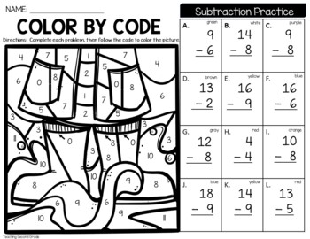 Spring Subtraction Worksheets