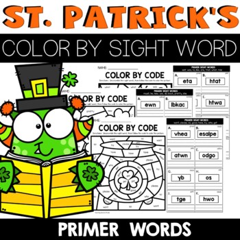 St Patrick's Day Color by Code Sight Word {unscramble the word} Worksheets Primer