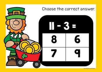 Google Slides Subtraction Facts Set 1 for Google Classroom St Patrick's Day - Image 2