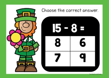 Google Slides Subtraction Facts Set 1 for Google Classroom St Patrick's Day - Image 3