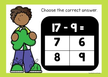 Subtraction Facts Google Slides Set 2 for Google Classroom St Patrick's Day - Image 2