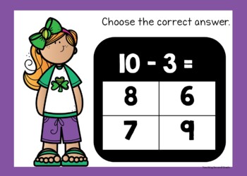 Subtraction Facts Google Slides Set 2 for Google Classroom St Patrick's Day - Image 3