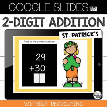2 Digit Addition without Regrouping St Patrick's Day Google Slides™