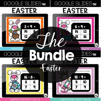 Google Slides™ Easter Addition and Subtraction Facts Bundle for Google Classroom
