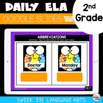 Digital Morning Work for Google™ Classroom ELA 2nd Grade Week 33