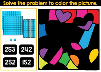 Place Value Google Slides Valentine's Base 10 Blocks Color Code - Image 2