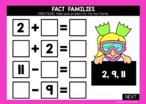 Fact Families Addition and Subtraction Google Slides Digital Task Cards ...