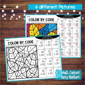 Fall Color by Code 2 Digit Addition without Regrouping Autumn ...