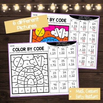 Winter 2 Digit Addition without Regrouping Color by Code - Teaching ...