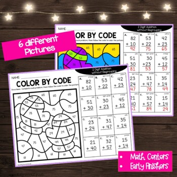 2 Digit Addition Without Regrouping Coloring Worksheets Addition Color