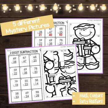 Christmas 2 Digit Subtraction No Regrouping Mystery Pictures - Image 2