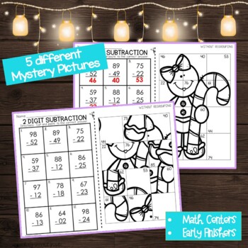 Christmas 2 Digit Subtraction No Regrouping Mystery Pictures - Image 3