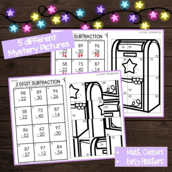 Christmas 2 Digit Subtraction No Regrouping Mystery Pictures - Image 4