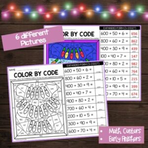 Christmas Color by Code - Place Value, Expanded Form, and Base 10 ...