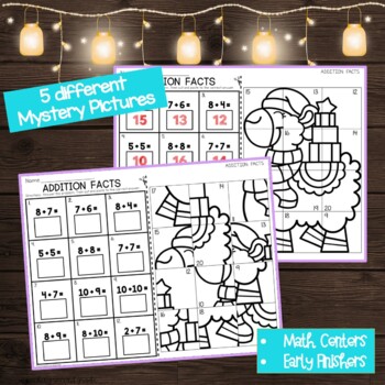 Christmas Addition Mystery Pictures Addition Facts to 20 - Image 2