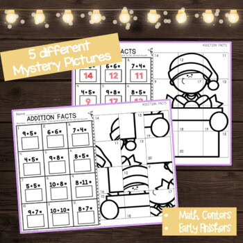 Christmas Addition Mystery Pictures Addition Facts to 20 - Image 3