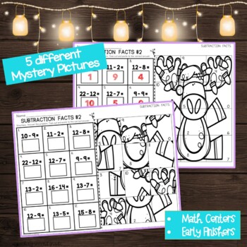Christmas Subtraction Cut and Paste Mystery Pictures - Image 4