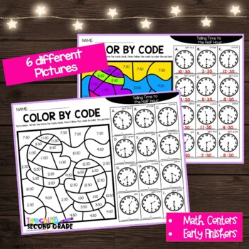 Winter Color by Code Telling Time to the Hour and Half Hour - Image 3