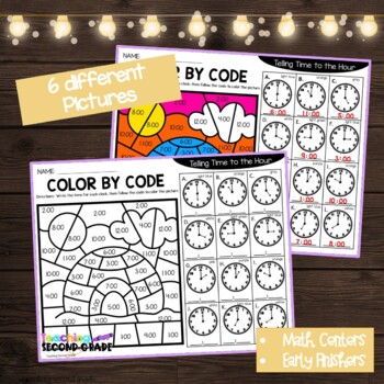 Winter Color by Code Telling Time to the Hour and Half Hour - Image 4