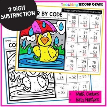 2 Digit Subtraction without Regrouping Color Code - Image 2