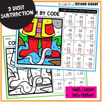 2 Digit Subtraction without Regrouping Color Code - Image 4