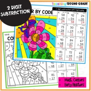 2 Digit Subtraction with Regrouping Color by Code - Teaching Ideas Made ...
