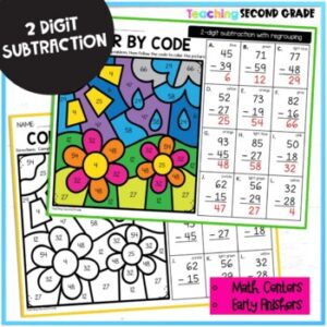 2 Digit Subtraction with Regrouping Color by Code - Teaching Ideas Made ...