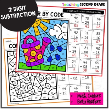 2 Digit Subtraction with Regrouping Color by Code - Teaching Ideas Made ...