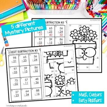 Spring Two-Digit Subtraction without Regrouping Mystery Pictures - Image 4