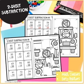 Two Digit Subtraction with Regrouping Mystery Pictures - Image 2
